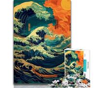Rompecabezas de 1000 Piezas para Adultos, diseño de Olas japonesas, Ideal como Juego Educativo, decoración del hogar, Regalo de cumpleaños, Arte Mural (tamaño 38x26cm)