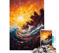 Rompecabezas de 1000 piezas para adultos diseño de olas oceánicas estilo expresionista contemporáneo Rompecabezas para adultos juego práctico decoración del hogar regalo de cumpleaños (tamaño 38x52cm)