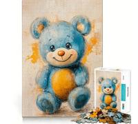 Rompecabezas de 1000 Piezas para Adultos,diseño de Osito de Peluche Azul,decoración Elegante y Funcional,Juego cognitivo Divertido,Juego de la Paz,Actividad de cumpleaños 50x75cm