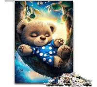 Rompecabezas de 1000 Piezas para Adultos, diseño de Osito de Peluche durmiendo, Ideal para divertirse en Familia en cumpleaños y Navidad, 26x38cm