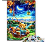 Rompecabezas de 1000 Piezas para Adultos, diseño de Osito de Peluche durmiendo Rompecabezas para Adolescentes, Juegos educativos Familiares, decoración del hogar, Regalo (tamaño 50x75cm)