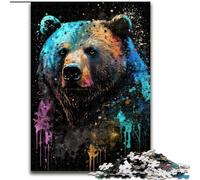 Rompecabezas de 1000 Piezas para Adultos, diseño de Oso de Madera, Ideal para Regalar en Familia 50x75cm, Ideal para Fiestas, cumpleaños y Noches de Juegos en Familia