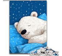 Rompecabezas de 1000 Piezas para Adultos, diseño de Oso de Peluche Blanco durmiendo, Juego Interactivo Familiar, desafío Mental, 50x75cm