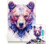 Rompecabezas de 1000 Piezas para Adultos,diseño de Oso geométrico con Bordes Suaves,Juguete de construcción para concentrarse y Jugar,Juego Tranquilo,Escena navideña (38x26cm)