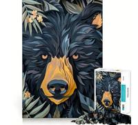 Rompecabezas de 1000 Piezas para Adultos,diseño de Oso Negro,Manualidades de Papel,Arte de Corte Fino,Juego de ingenio,Regalo para Momentos de Tranquilidad,Regalo Divertido de cumpleaños (38x26cm)
