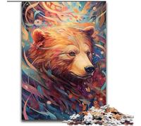 Rompecabezas de 1000 Piezas para Adultos, diseño de Oso Pardo, de Madera, Ideal para Adolescentes y familias Juego de ingenio, 1000 Piezas(50x75cm)