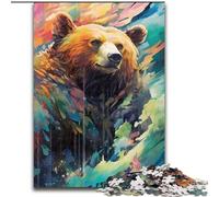 Rompecabezas de 1000 Piezas para Adultos, diseño de Oso Pardo, de Madera, Ideal para el Cerebro de Adolescentes, Ideal para una Noche de Juegos en Familia, 1000 Piezas(50x75cm)