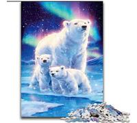 Rompecabezas de 1000 Piezas para Adultos, diseño de Oso Polar Aurora, de Madera, 50x75cm, Ideal para el Cerebro, Adolescentes y decoración del hogar