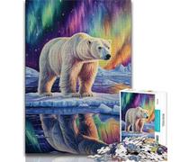 Rompecabezas de 1000 Piezas para Adultos diseño de Oso Polar Aurora Ideal para Adolescentes Ideal para aliviar el estrés Pasar el rato y Mejorar el Amor en Pareja 75x50cm