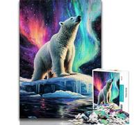 Rompecabezas de 1000 Piezas para Adultos, diseño de Oso Polar Aurora, para Adolescentes, Juego Familiar, antiestrés, desafío difícil, Regalo de Amigo Secreto, 75x50cm