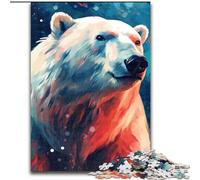 Rompecabezas de 1000 Piezas para Adultos,diseño de Oso Polar de Colores,Hecho de Madera, Navidad y Año Nuevo, Actividad de Noche de Juegos Familiar Atractiva