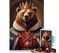 Rompecabezas de 1000 Piezas para Adultos,diseño de Oso Rey,Bordes Lisos,Juguete de construcción,Juego Relajante,Escena navideña (50x75cm)