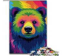 Rompecabezas de 1000 Piezas para Adultos,diseño de Osos pardos de Colores,Hecho de Madera Padres,Parejas y Amigos a Partir de 14 años 50x75cm Ideal para cumpleaños,Vacaciones