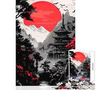 Rompecabezas de 1000 Piezas para Adultos diseño de Pagoda Japonesa al Atardecer Ideal para Decorar el hogar Regalos Juegos Familiares con Piezas aleatorias Que se entrelazan por Completo 38x52cm