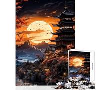 Rompecabezas de 1000 Piezas para Adultos diseño de Pagoda Japonesa al Atardecer Juguete Educativo Regalo de cumpleaños Juegos educativos Cada Pieza es única Tamaño: 38x52cm