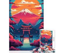 Rompecabezas de 1000 Piezas para Adultos diseño de Paisaje de montaña japonés Juguete Decorativo de Pared Regalo de cumpleaños colección de Artistas de Juegos imposibles de Bellas Artes: 38x26cm