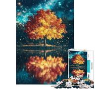 Rompecabezas de 1000 Piezas para Adultos diseño de Paisaje fantástico Espacial Reflejo de árbol otoñal Rompecabezas para ejercitar la Mente Decoración de Pared Regalos para Amigos y Familiares