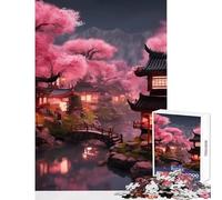 Rompecabezas de 1000 Piezas para Adultos diseño de Paisaje japonés Sakura Juguete para decoración de Pared Obra de Arte Regalo Juego práctico Que Mejora el Amor Entre Parejas tamaño 50x75cm