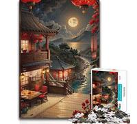 Rompecabezas de 1000 Piezas para Adultos, diseño de Paisaje Lunar japonés, Juego Educativo Familiar, Ideas de Regalo educativas, 50x75cm (1000 Piezas)