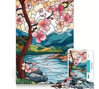 Rompecabezas de 1000 Piezas para Adultos, diseño de Paisaje primaveral con vidrieras, Juego de lógica de Ajuste, Juguete Divertido, Juego de Juego Libre, Regalo de cumpleaños (38x52cm)