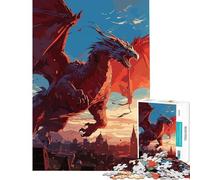Rompecabezas de 1000 Piezas para Adultos diseño de Paisaje Urbano fantástico con dragón Juguetes adictivos para Cultivar la Paciencia Juego práctico Regalo Ideal para Mujeres Obra de Arte (50x75cm)