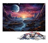 Rompecabezas de 1000 Piezas para Adultos diseño de paisajes bajo el Planeta de Madera para decoración del hogar (75 x 50 cm)