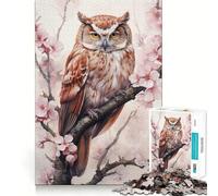 Rompecabezas de 1000 Piezas para Adultos,diseño de pájaro,búho y Acuarela,Juego de Ajuste, Juego Mental,Regalo de cumpleaños (38x52cm)