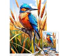 Rompecabezas de 1000 Piezas para Adultos diseño de pájaro martín Pescador en un Campo de Trigo Ideal para decoración del hogar Juguetes Regalo de cumpleaños Juego práctico Actividades Divertidas