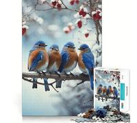 Rompecabezas de 1000 Piezas para Adultos,diseño de pájaros Azules,Ideal para Jugar con articulaciones afiladas,Resolver Problemas,divertirse tranquilamente o como decoración navideña 50x75cm