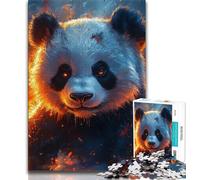 Rompecabezas de 1000 Piezas para Adultos diseño de Panda en Llamas para Adolescentes con Piezas entrelazadas y Formas aleatorias (38x26cm)