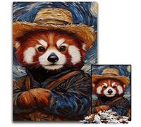 Rompecabezas de 1000 Piezas para Adultos, diseño de Panda Rojo de Van Gogh, 50x75cm/19,68x29,52 Pulgadas.
