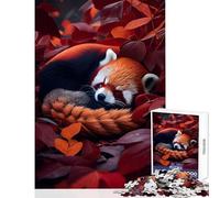 Rompecabezas de 1000 Piezas para Adultos diseño de Panda Rojo durmiendo Juguetes antiestrés Regalo de Amigo Secreto para Juegos educativos Adecuado para decoración de Escritorio tamaño 50x75cm