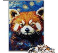 Rompecabezas de 1000 Piezas para Adultos,diseño de Panda Rojo en el Cielo Nocturno,de Madera,Ideal para divertirseen cumpleaños y Navidad,una Divertida Actividad Nocturna de Juegos Familiares