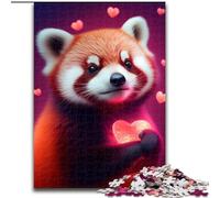Rompecabezas de 1000 Piezas para Adultos, diseño de Panda Rojo Feliz, de cartón, Ideal para Adolescentes, Ideal para Decorar y divertirte estimulando el Cerebro 1000 Piezas(26x38cm)