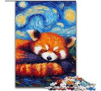 Rompecabezas de 1000 Piezas para Adultos,diseño de Panda Rojo y Cielo Estrellado,Hecho de Madera Padres,Parejas y Amigos Mayores de 14 años 50x75cm Ideal para cumpleaños