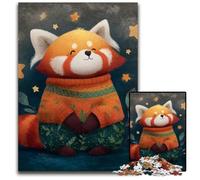 Rompecabezas de 1000 Piezas para Adultos, diseño de Panda Rojo y Estrella, de Madera, Ideal para Pasar el rato y aliviar el estrés Una Obra de Arte para niños de 14 años, 50x75cm