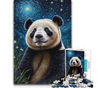 Rompecabezas de 1000 Piezas para Adultos, diseño de Panda y Noche Estrellada, Juego Educativo Familiar, Ideas de Regalo educativas, 38x26cm (1000 Piezas)