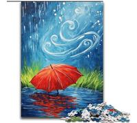 Rompecabezas de 1000 Piezas para Adultos,diseño de Paraguas Rojo en un día lluvioso,de cartón,26x38cm,un desafiante Rompecabezas para Hacer tú Mismo,un Juego Familiar Perfecto o un Regalo Decorativo