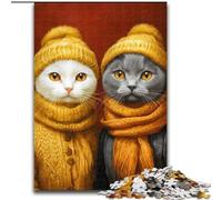 Rompecabezas de 1000 Piezas para Adultos, diseño de Pareja de Gatos, de Madera, Actividad educativa para Mejorar Las Habilidades cognitivas, tamaño 50x75cm