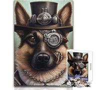 Rompecabezas de 1000 Piezas para Adultos, diseño de Pastor alemán Steampunk, Educativo para Mujeres y como Regalo de Amigo Secreto (tamaño 38x52cm)