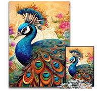 Rompecabezas de 1000 Piezas para Adultos, diseño de Pavo Real Colorido, de Madera, Ideal para Decorar y Regalar, 50x75cm/19,68x29,52 Pulgadas