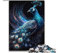 Rompecabezas de 1000 Piezas para Adultos,diseño de Pavo Real cósmico de Madera,Ideal para Decorar o como Regalo de cumpleaños 50x75cm Juego de ingenio