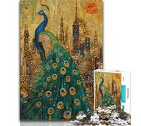 Rompecabezas de 1000 Piezas para Adultos, diseño de Pavo Real Dorado, un desafío difícil y antiestrés Cada Pieza es única Diversión Familiar desafiante (38x26cm)