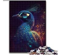 Rompecabezas de 1000 Piezas para Adultos, diseño de Pavo Real Iluminado de Madera, Ideal para el hogar, 50x75cm, Ideal para la Familia, un desafío Mental, Adolescentes