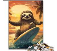 Rompecabezas de 1000 Piezas para Adultos, diseño de Perezoso Surfista, Ideal para Manualidades, Ideal para Relajarse, 50x75cm