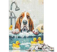 Rompecabezas de 1000 Piezas para Adultos, diseño de Perro Basset Hound, de Madera, para divertirse en Familia y Jugar en la Noche, 1000 Piezas (75 x 50 cm)