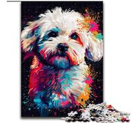 Rompecabezas de 1000 Piezas para Adultos, diseño de Perro Bichón Frisé, de cartón, tamaño 26x38cm, para Vacaciones, cumpleaños y Noches de Juegos en Familia.