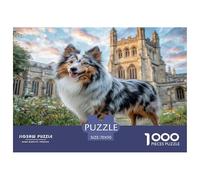 Rompecabezas de 1000 Piezas para Adultos, diseño de Perro Border Collie, de Church Building, Juego Educativo para niños, Juego de descompresión Mental, 70 x 50 cm/1000 Piezas