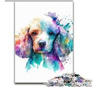 Rompecabezas de 1000 Piezas para Adultos, diseño de Perro caniche, Acuarela, de Madera, Ideal como decoración o Regalo de cumpleaños, 50x75cm, Ideal para Adolescentes