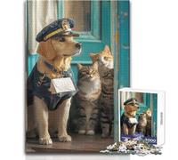 Rompecabezas de 1000 Piezas para Adultos, diseño de Perro Cartero con Gatos Juego Creativo de resolución de Problemas Idea de Regalo Memorable y conmovedora Tamaño 50x75cm